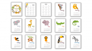 2020 jungle animals calendar all pages