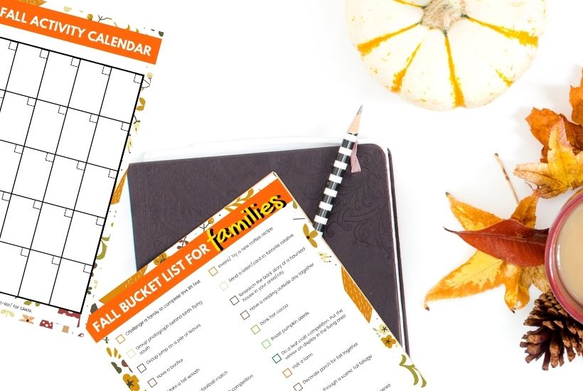 fall bucket list ideas post featured image with fall bucket list printable displayed
