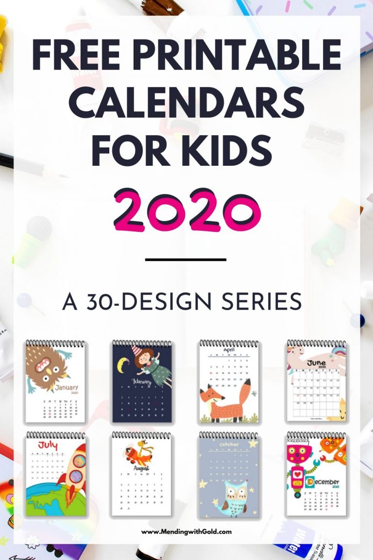 Free Cute Printable Calendar 2020 (A 30 Day Series)