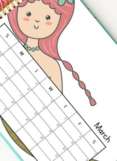 march calendar printables mermaid design